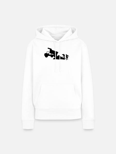 Bauteam – Baggerteam - Frauen Premium Bio Hoodie - Weiß