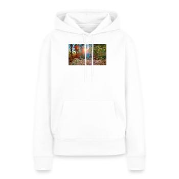 Sonnenlicht im Herbstwald - Frauen Premium Bio Hoodie - Weiß - Vorne - Julia (174cm)