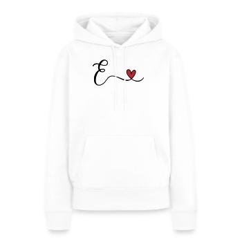 Monogramme de la lettre E - Sweat à capuche Premium bio Femme - blanc - Devant - Julia (174cm)
