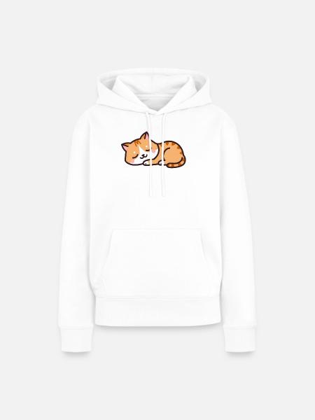Schlafende Katze - Frauen Premium Bio Hoodie - Weiß