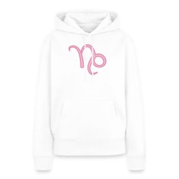 Signe du signe du Capricorne rose pastel - Sweat à capuche Premium bio Femme - blanc - Devant - Julia (174cm)