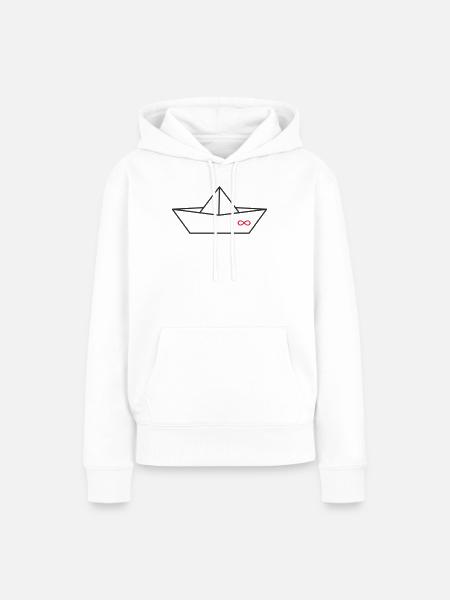 Origami Papierboot mit Unendlichkeitszeichen - Frauen Premium Bio Hoodie - Weiß