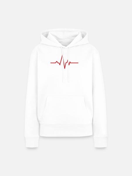 Herzschlag-Kardiogramm - Frauen Premium Bio Hoodie - Weiß