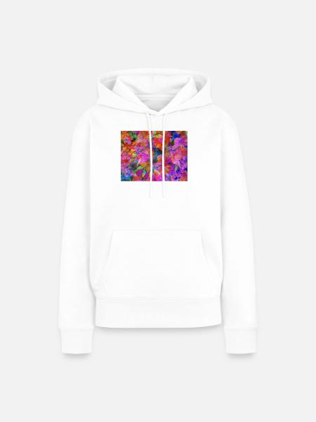 Farbexplosion Blüten-Collage - Frauen Premium Bio Hoodie - Weiß