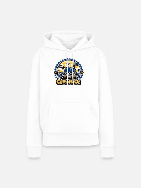 Koffeinmolekül Neon Badge Design - Frauen Premium Bio Hoodie - Weiß