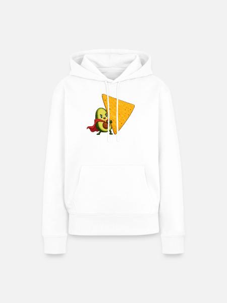 Avocado Held und Chip - Frauen Premium Bio Hoodie - Weiß