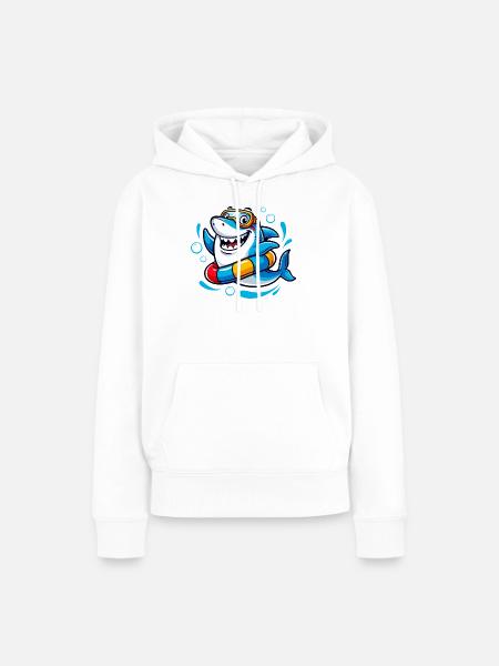 Cooler Badehai - Frauen Premium Bio Hoodie - Weiß