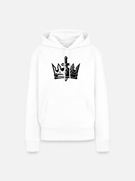Krone Schwert - Frauen Premium Bio Hoodie - Weiß