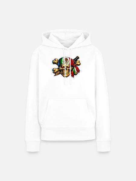 Mexiko, Piratenkopf - Frauen Premium Bio Hoodie - Weiß