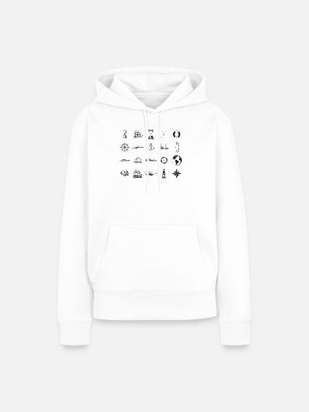 Seefahrt Icons Set – Illustration - Frauen Premium Bio Hoodie - Weiß