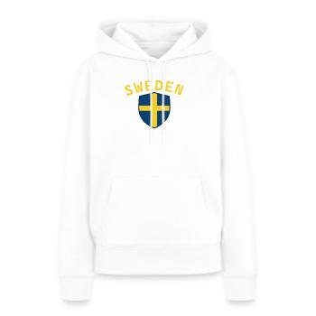 Suède, Suède, Suède, Suède - Sweat à capuche Premium bio Femme - blanc - Devant - Julia (174cm)