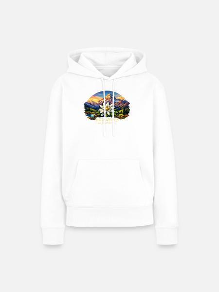 Edelweiß im Herzen - Frauen Premium Bio Hoodie - Weiß