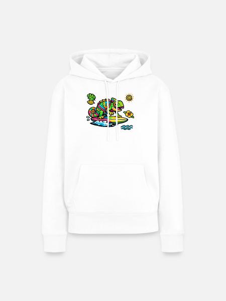 Bunter Chamäleon Surfkunst - Frauen Premium Bio Hoodie - Weiß