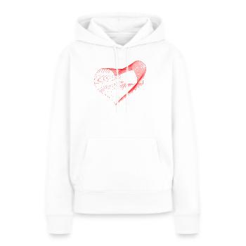 Geometrisches Herz – Rote generative Linienzeichnung - Frauen Premium Bio Hoodie - Weiß - Vorne - Julia (174cm)