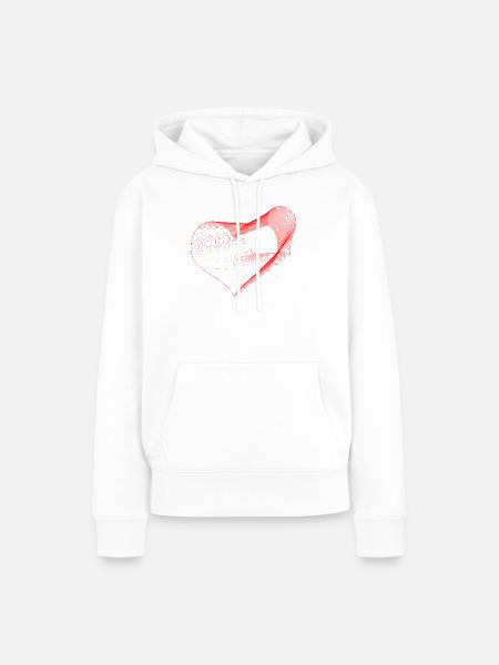Geometrisches Herz – Rote generative Linienzeichnung - Frauen Premium Bio Hoodie - Weiß