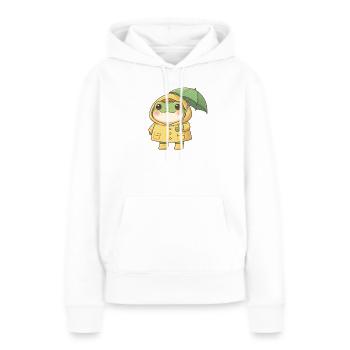Grenouille avec parapluie - Sweat à capuche Premium bio Femme - blanc - Devant - Julia (174cm)