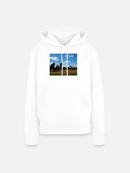 Baseball im Schwung - Frauen Premium Bio Hoodie - Weiß