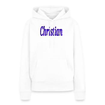 Chrétien - Sweat à capuche Premium bio Femme - blanc - Devant - Julia (174cm)