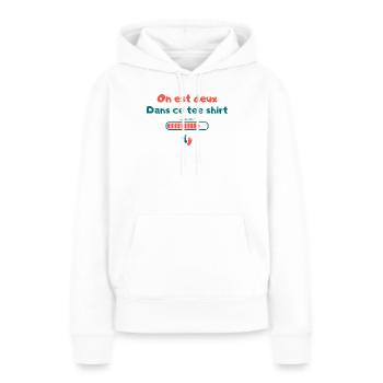On Est Deux Dans Ce Tee Shirt Grossesse - Sweat à capuche Premium bio Femme - blanc - Devant - Julia (174cm)
