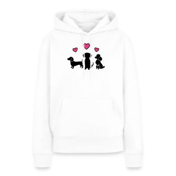 Drei Hunde Dackel Herzen Hundemama Gassi - Frauen Premium Bio Hoodie - Weiß - Vorne - Julia (174cm)