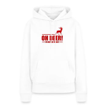 Oh Dear! Out Of Money – Reh-Silhouette - Frauen Premium Bio Hoodie - Weiß - Vorne - Julia (174cm)
