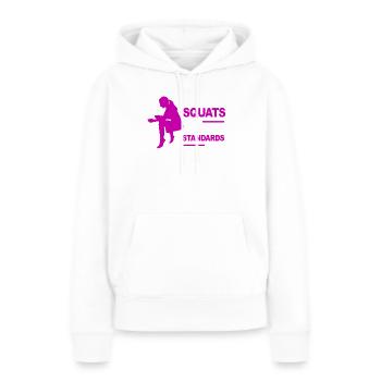 Squats Standards Faibles Élevés - Sweat à capuche Premium bio Femme - blanc - Devant - Julia (174cm)