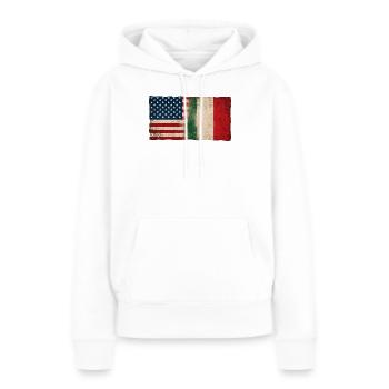 USA Italie Drapeau d’amitié Grunge - Sweat à capuche Premium bio Femme - blanc - Devant - Julia (174cm)
