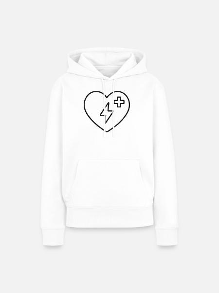 AED Herzpuls Medic Emblem - Frauen Premium Bio Hoodie - Weiß