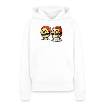 Sushi en danger - Sweat à capuche Premium bio Femme - blanc - Devant - Julia (174cm)