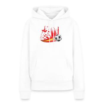 Design du supporter de football espagnol – Rouge jaune avec ballon de football - Sweat à capuche Premium bio Femme - blanc - Devant - Julia (174cm)