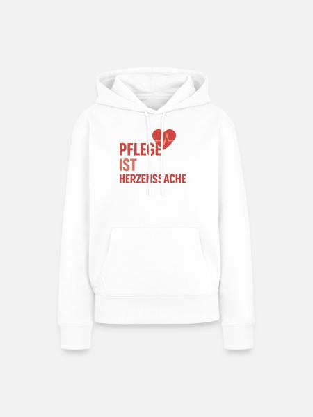 Pflege Herzsache - Frauen Premium Bio Hoodie - Weiß