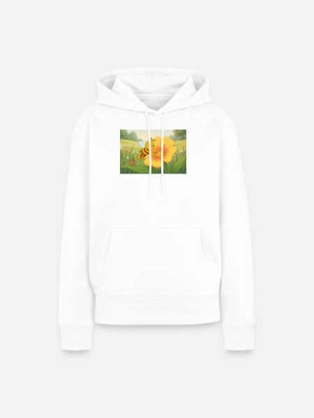 Gelbe Biene im Blumengarten - Frauen Premium Bio Hoodie - Weiß
