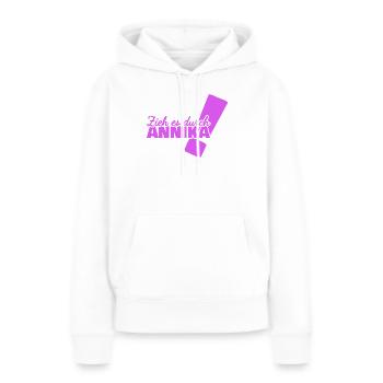 Durchhalten Annika - Frauen Premium Bio Hoodie - Weiß - Vorne - Julia (174cm)