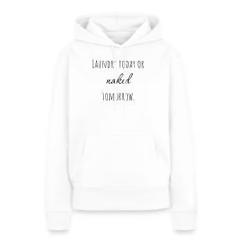 Lessive aujourd’hui ou nu demain. - Sweat à capuche Premium bio Femme - blanc - Devant - Julia (174cm)