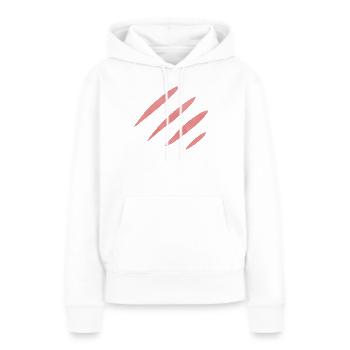 Trois marques de griffures rouges - Sweat à capuche Premium bio Femme - blanc - Devant - Julia (174cm)