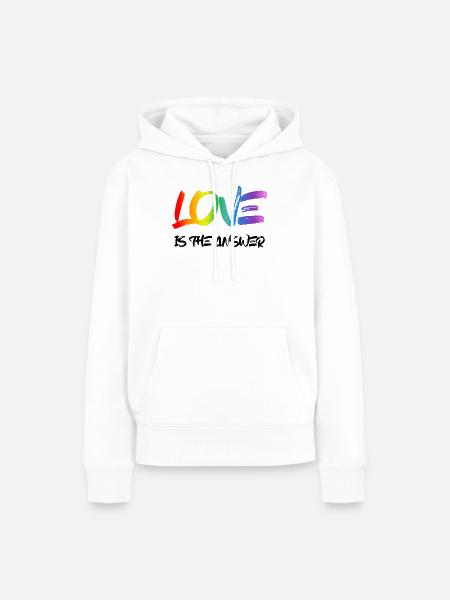 Love is the Answer Rainbow - Frauen Premium Bio Hoodie - Weiß