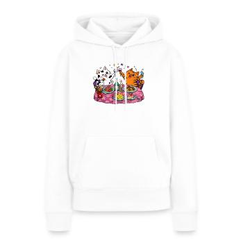 Fête de chats à la table à manger - Sweat à capuche Premium bio Femme - blanc - Devant - Julia (174cm)