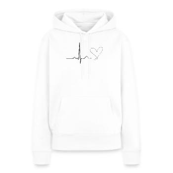 Love Heartbeat | T-shirt Heartbeat Love - Sweat à capuche Premium bio Femme - blanc - Devant - Julia (174cm)
