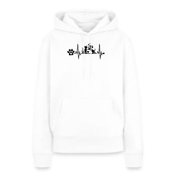 CŒUR DE PATTE DE CHAT ET DE CHIEN QUI BAT - Sweat à capuche Premium bio Femme - blanc - Devant - Julia (174cm)