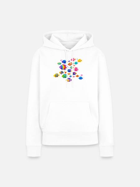 Bunte Tropenfische Illustration - Frauen Premium Bio Hoodie - Weiß