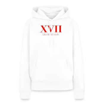Idée de cadeau pour le 17e anniversaire - Sweat à capuche Premium bio Femme - blanc - Devant - Julia (174cm)