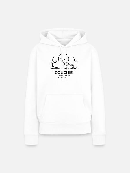 Couchie – Emotionally Horizontal | Cozy Mood - Frauen Premium Bio Hoodie - Weiß