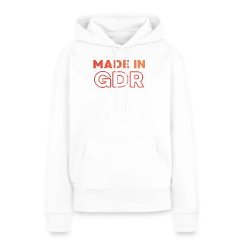 Fabriqué en RDA - Sweat à capuche Premium bio Femme - blanc - Devant - Julia (174cm)