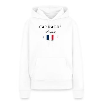 Cap d'Agde Frankreich Koordinaten Reise Souvenir - Frauen Premium Bio Hoodie - Weiß - Vorne - Julia (174cm)