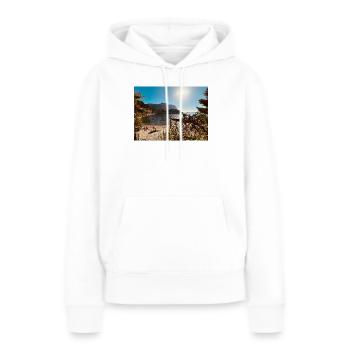 Baie de Sunny Beach - Sweat à capuche Premium bio Femme - blanc - Devant - Julia (174cm)