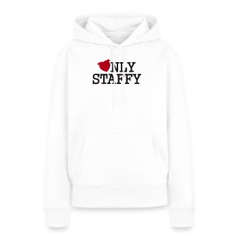 Nur Staffy mit Staffie-Herzkopf - 027 - Frauen Premium Bio Hoodie - Weiß - Vorne - Julia (174cm)