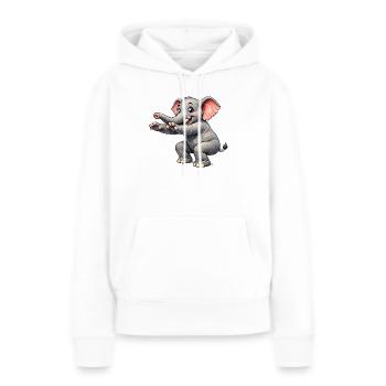 Éléphant pratiquant des sports - Sweat à capuche Premium bio Femme - blanc - Devant - Julia (174cm)