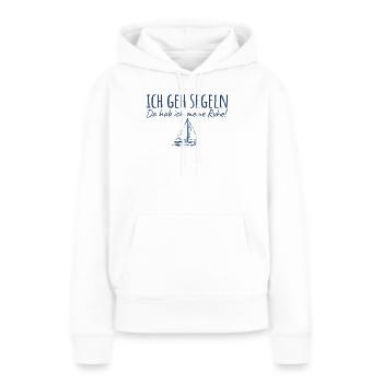Segeln Da hab ich meine Ruhe - Frauen Premium Bio Hoodie - Weiß - Vorne - Julia (174cm)