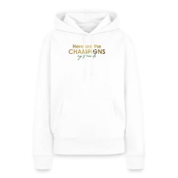 here_are_the_champions - Sweat à capuche Premium bio Femme - blanc - Devant - Julia (174cm)