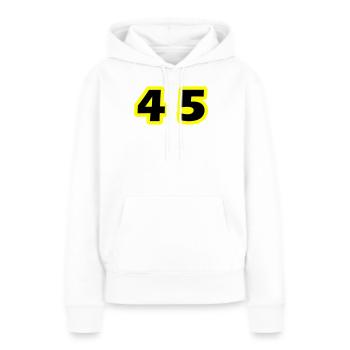 Symbole du chiffre 45 - Sweat à capuche Premium bio Femme - blanc - Devant - Julia (174cm)